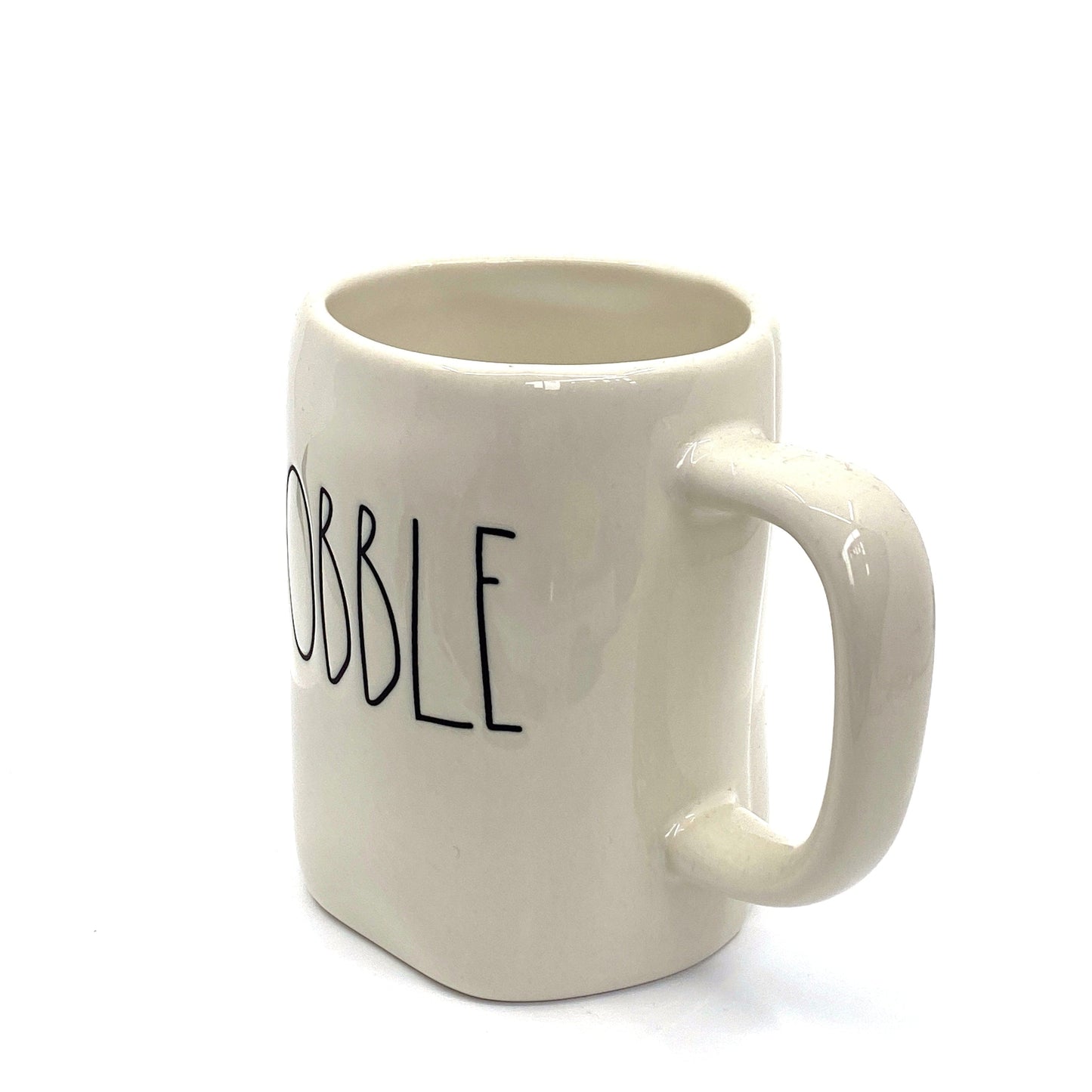 Rae Dunn Artisan Collection ‘GOBBLE’ Large Letter White Coffee Cup Mug By Magenta