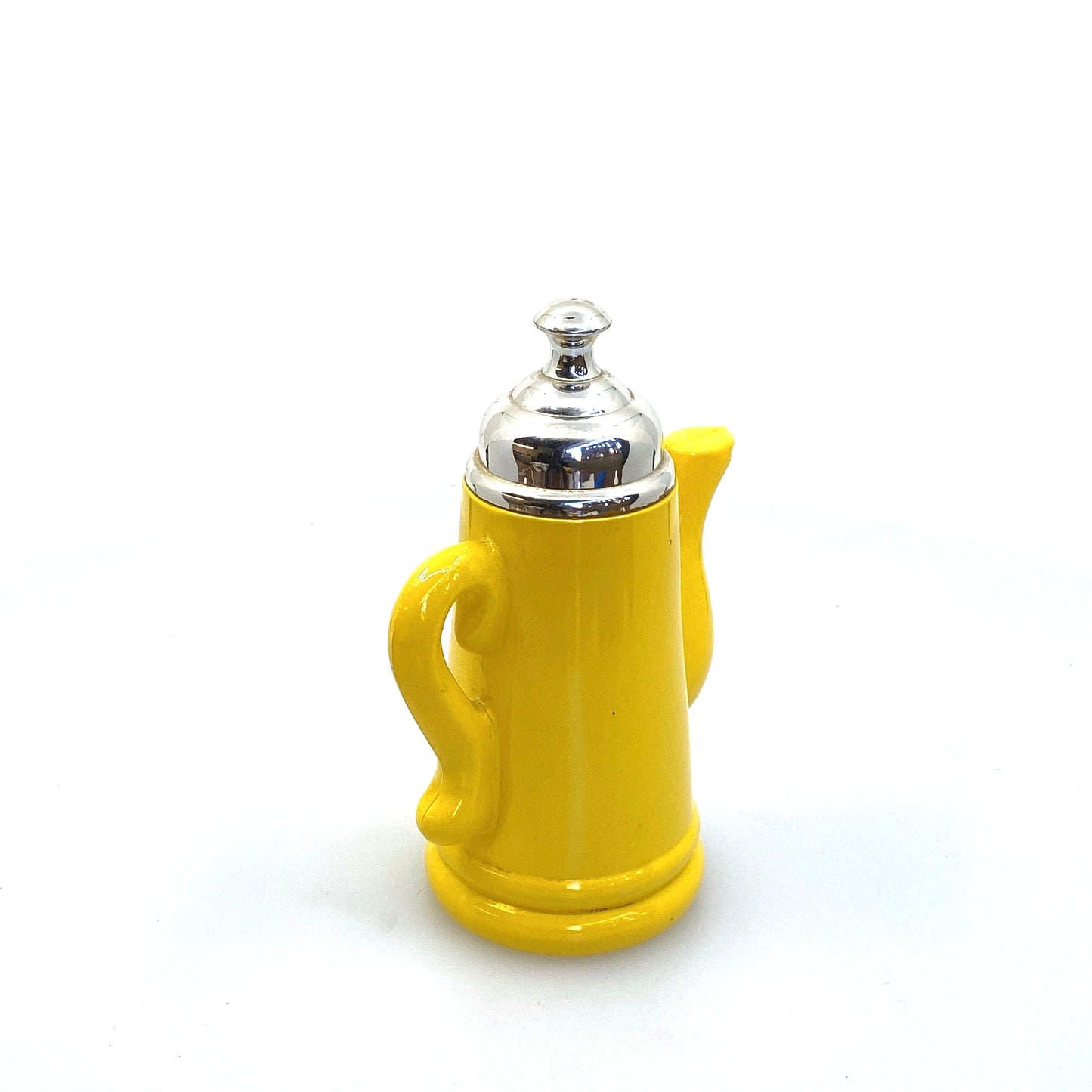 Vintage 1970s Avon Boho Yellow Glass Coffee Klatch/Pot Floral Mini Bottle Pre-Owned
