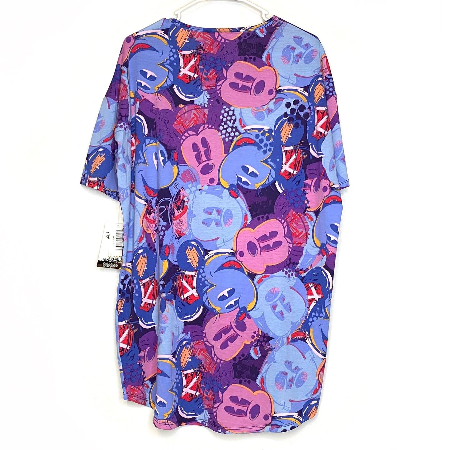 LuLaRoe Womens XS Irma ’Mickey Mouse’ Blue/Red/Purple S/s Tunic Top NWT