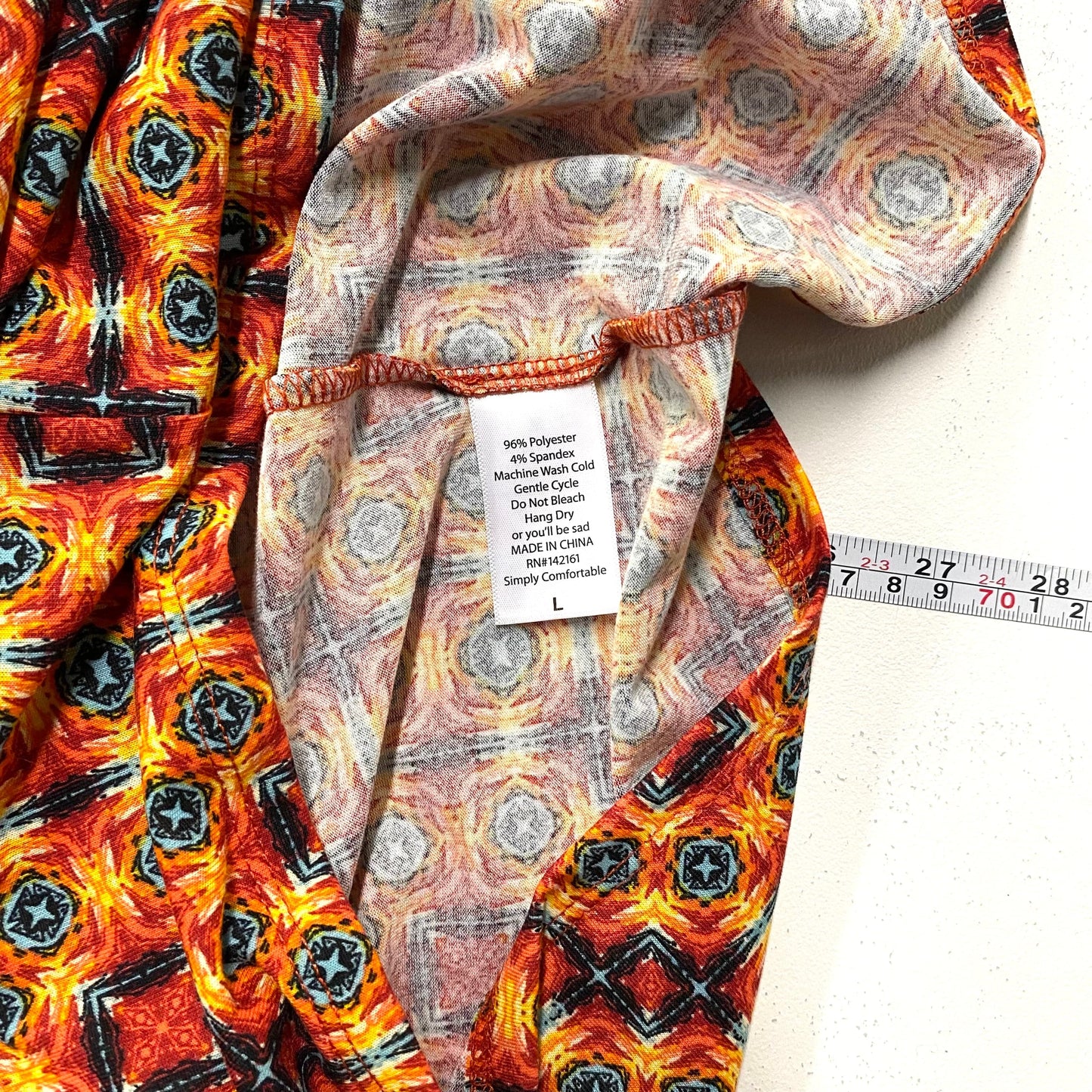 LuLaRoe Julia Bodycon Dress | L (12-14) | Red/Orange | Geometric | NWT