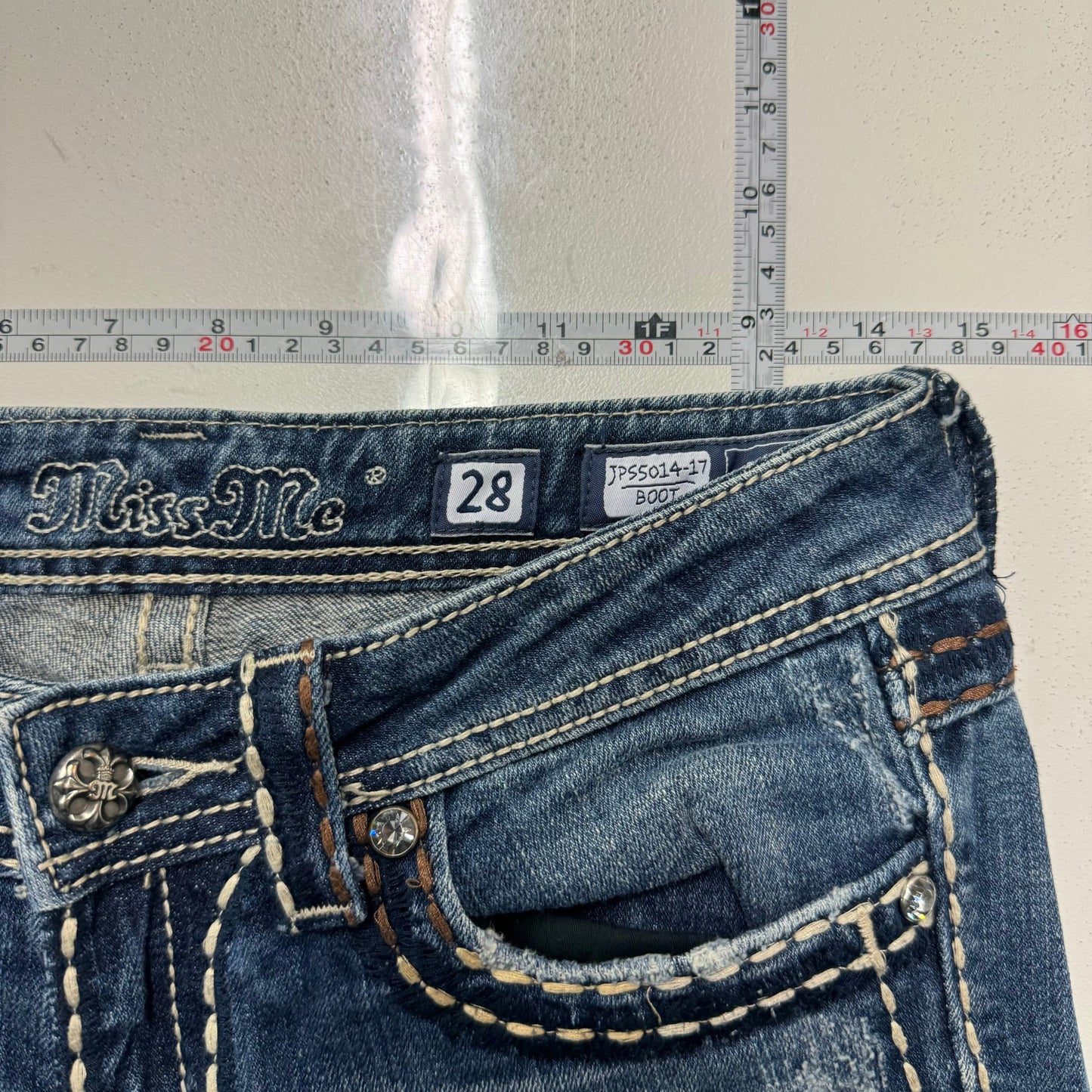Miss Me Women's Denim Bootcut Jeans - Machine Washable Comfort for Everyday Wear - Available in Blue - Size 28