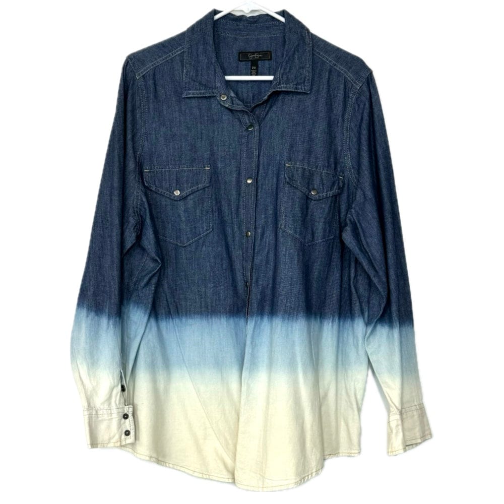 Jessica Simpson | Juniors Plus Ombré Denim Top | Color: Blue/White | 2X | EUC