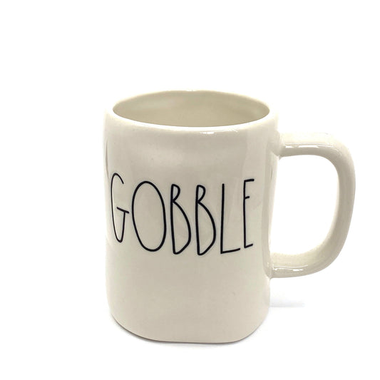 Rae Dunn Artisan Collection ‘GOBBLE’ Large Letter White Coffee Cup Mug By Magenta