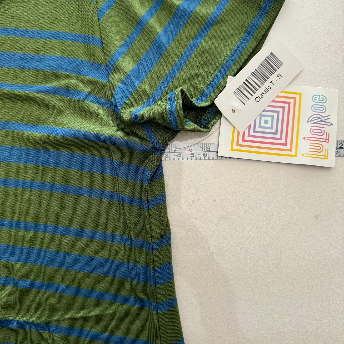LuLaRoe Vault | Classic T | Color: Green/Blue | Size: S (6-8) | Striped | NWT