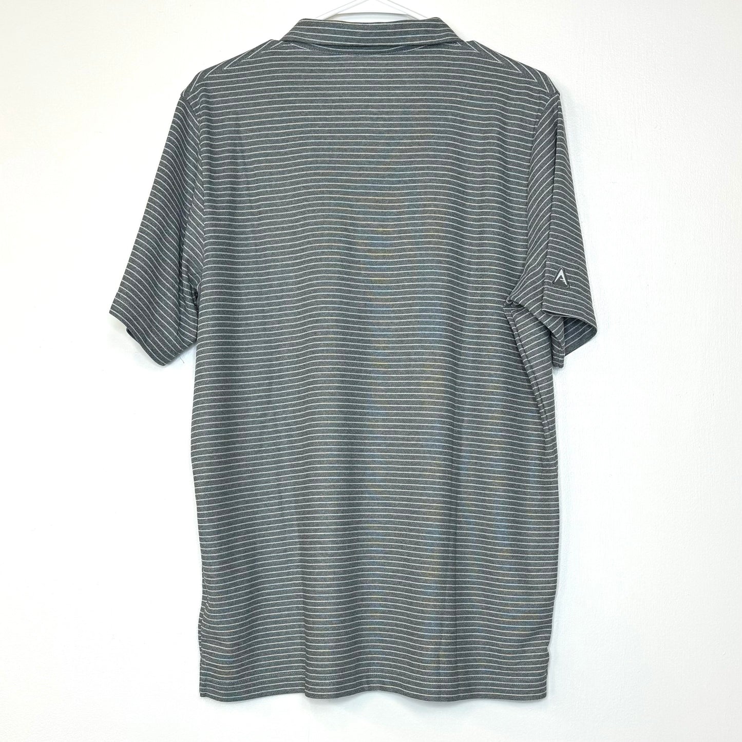 Seattle Mariners | Antigua | Striped S/s Polo Shirt | Color: Gray/White | Size: L | Pre-Owned