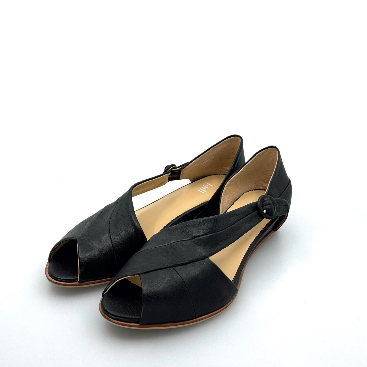 JJill | Womens Artful Peep-Toe Leather Sandals | Color: Black | Size: 9 (40.5) | NIB