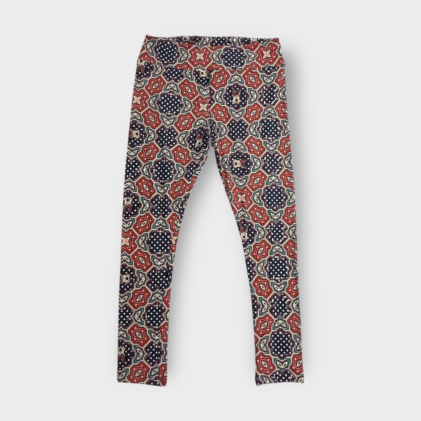 LuLaRoe Disney Leggings | TC (12-18) | Multicolor Polka Dot/Geometric Minnie Mouse | New