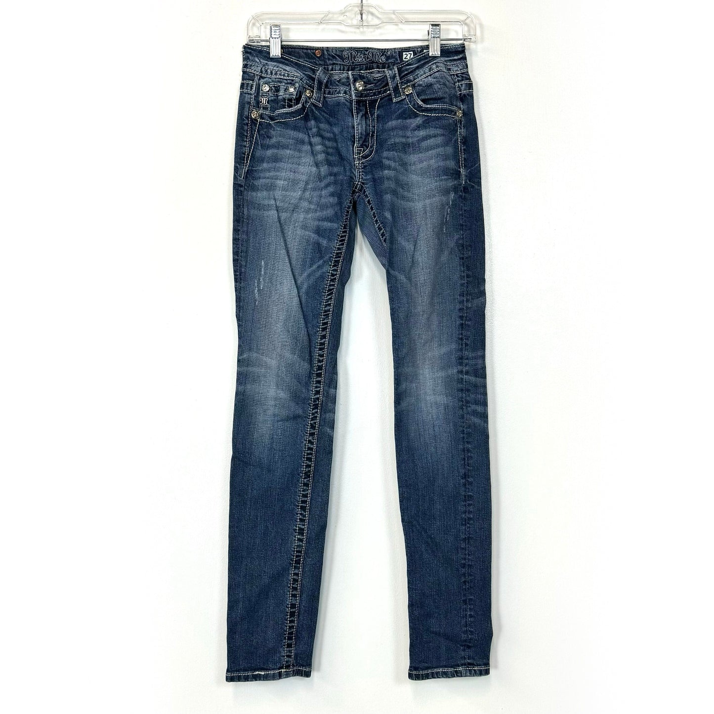 Miss Me Womens Denim Skinny Jeans - Machine Washable Comfort - Perfect for Casual Wear - Available in Blue, Size 27