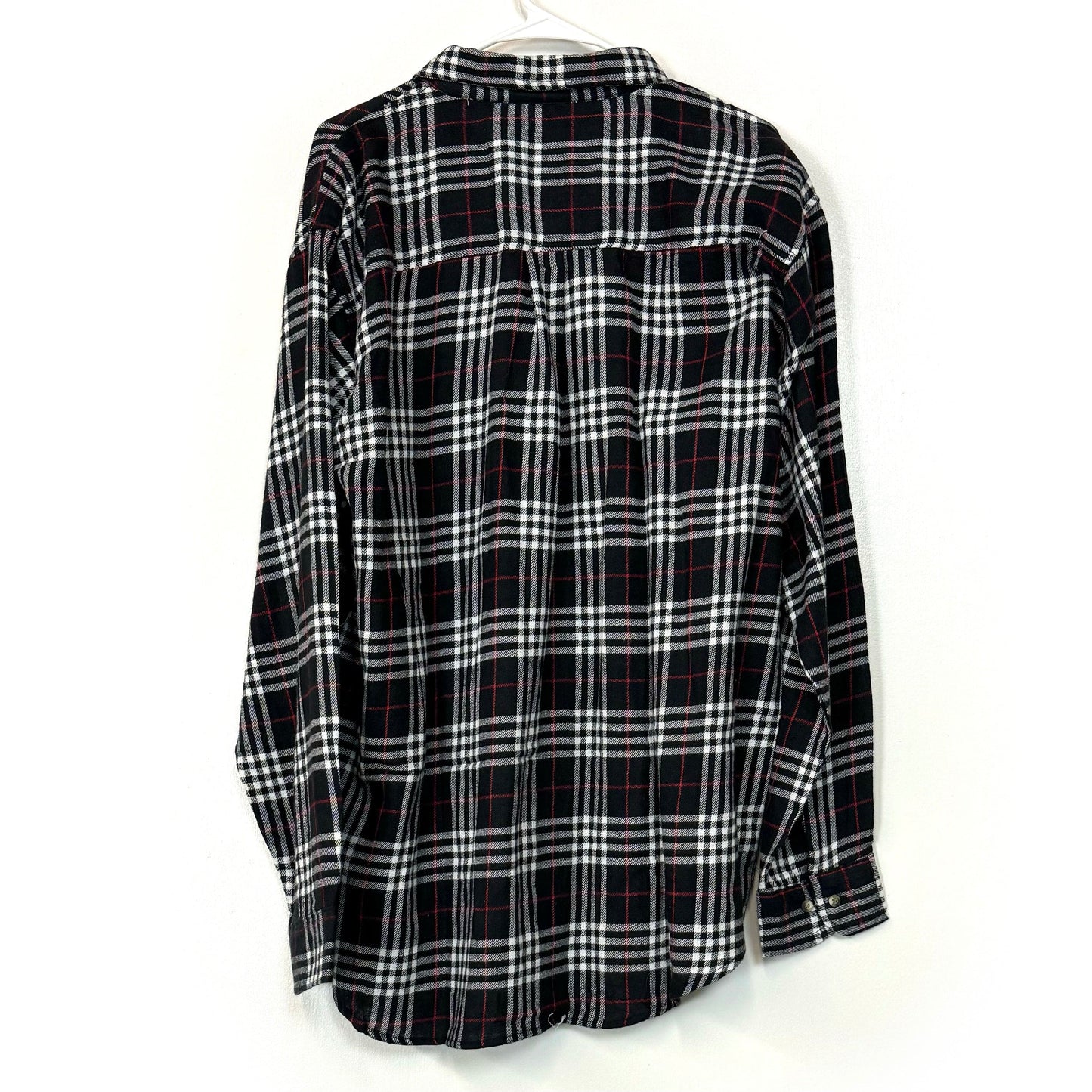 Northpoint | Mens Plaid Print Flannel L/s Shirt | Color: Black/White/Red | Size: XL | NWT