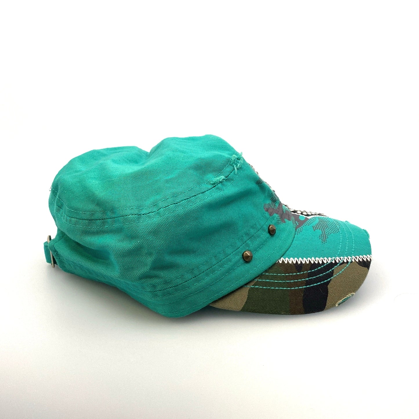 KBEthos Womens Green/Black Cross Beaded Distressed Ballcap Pre-Owned
