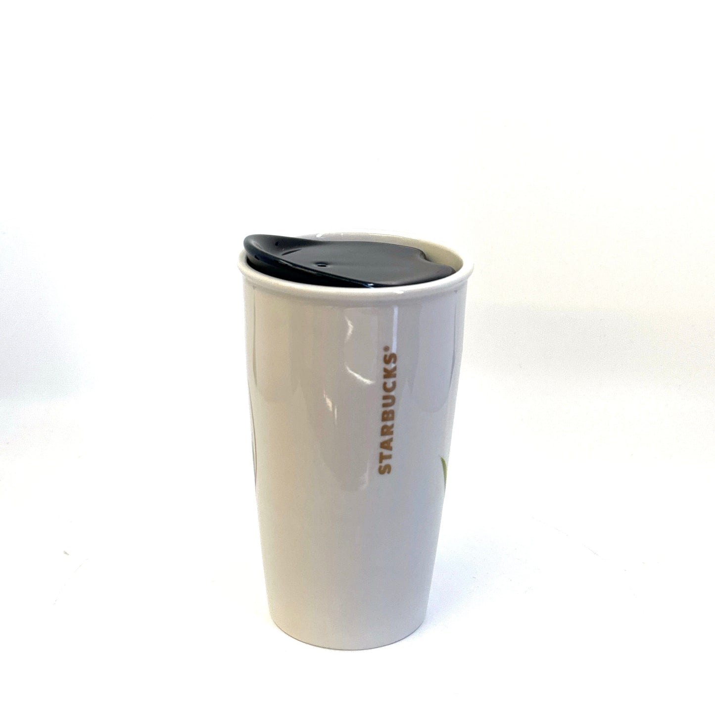 Starbucks | 2015 Ceramic Peacock Feather Mug w/Lid | Color: White/Blue | Size: 12 fl oz | RARE