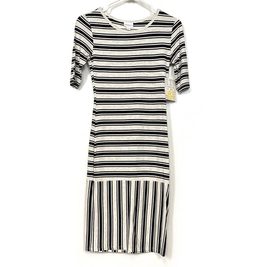 LuLaRoe Julia Bodycon Dress | XXS (00-0) | Oatmeal/Black | Striped | NWT