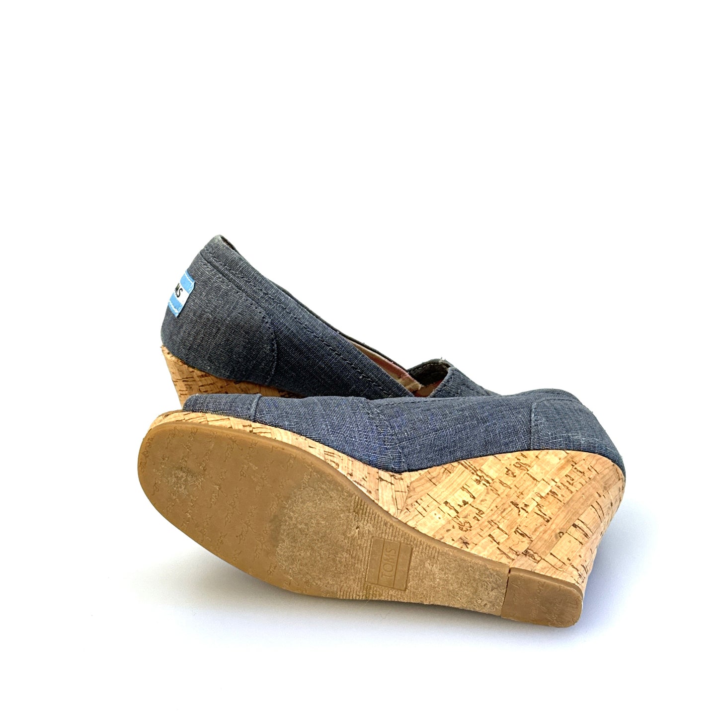 Toms | Womens Denim Wedge Cork Heel Shoes | Color: Blue | Size: 5 | GUC