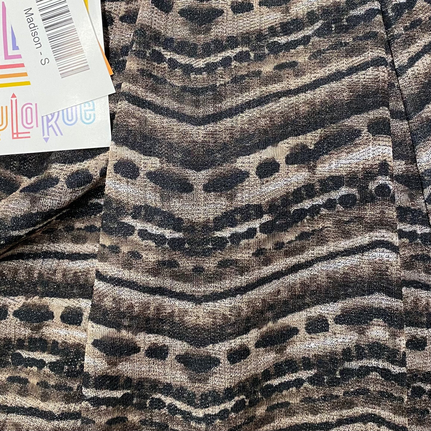 LuLaRoe Madison Pleated Skirt | S (6-8) | Brown/Black Zigzag Striped | NWT