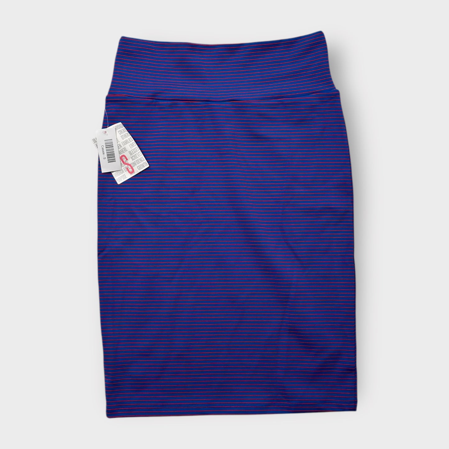 LuLaRoe Cassie Pencil Skirt - Royal Blue/Red Microstripe - Women's S (6-8) - NWT