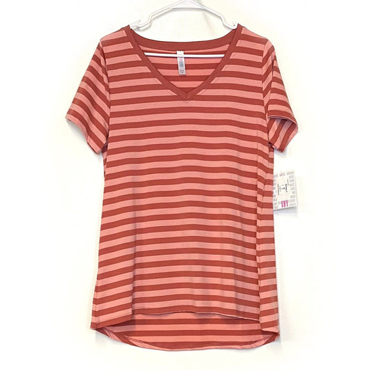 LuLaRoe Womens M Orange/Orange Striped Christy T S/s Top NWT