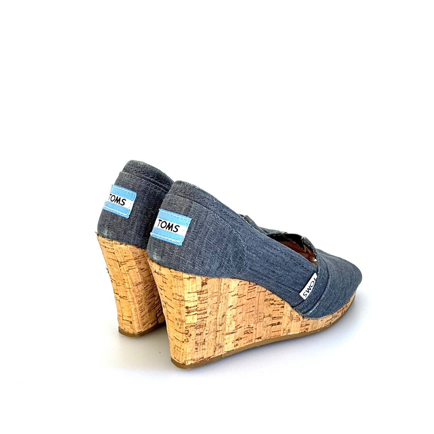 Toms | Womens Denim Wedge Cork Heel Shoes | Color: Blue | Size: 5 | GUC