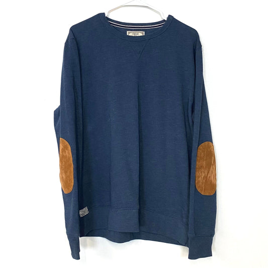 Next Mens Size L Grayish Blue Pullover Elbow-Patch Sweatshirt L/s