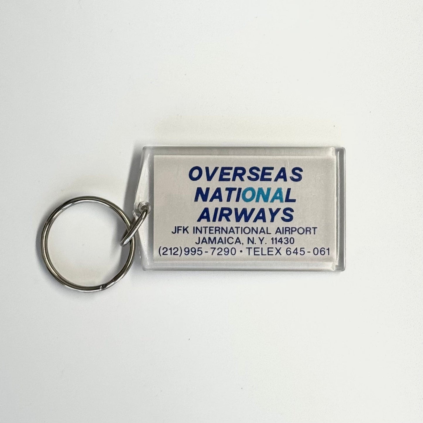 ‘ONA Rent-A-Plane, Jamaica, NY’ Key Ring Rectangle Clear Acrylic