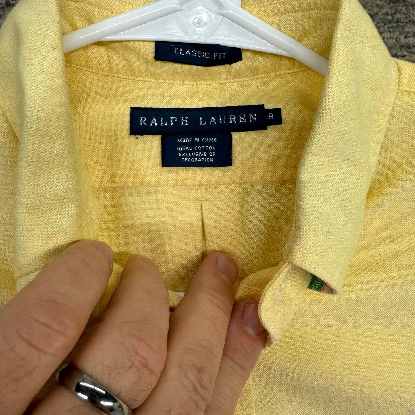 Ralph Lauren Boys' Yellow Pastel Plaid Button-Down Shirt - Size 8 - Pre-Owned