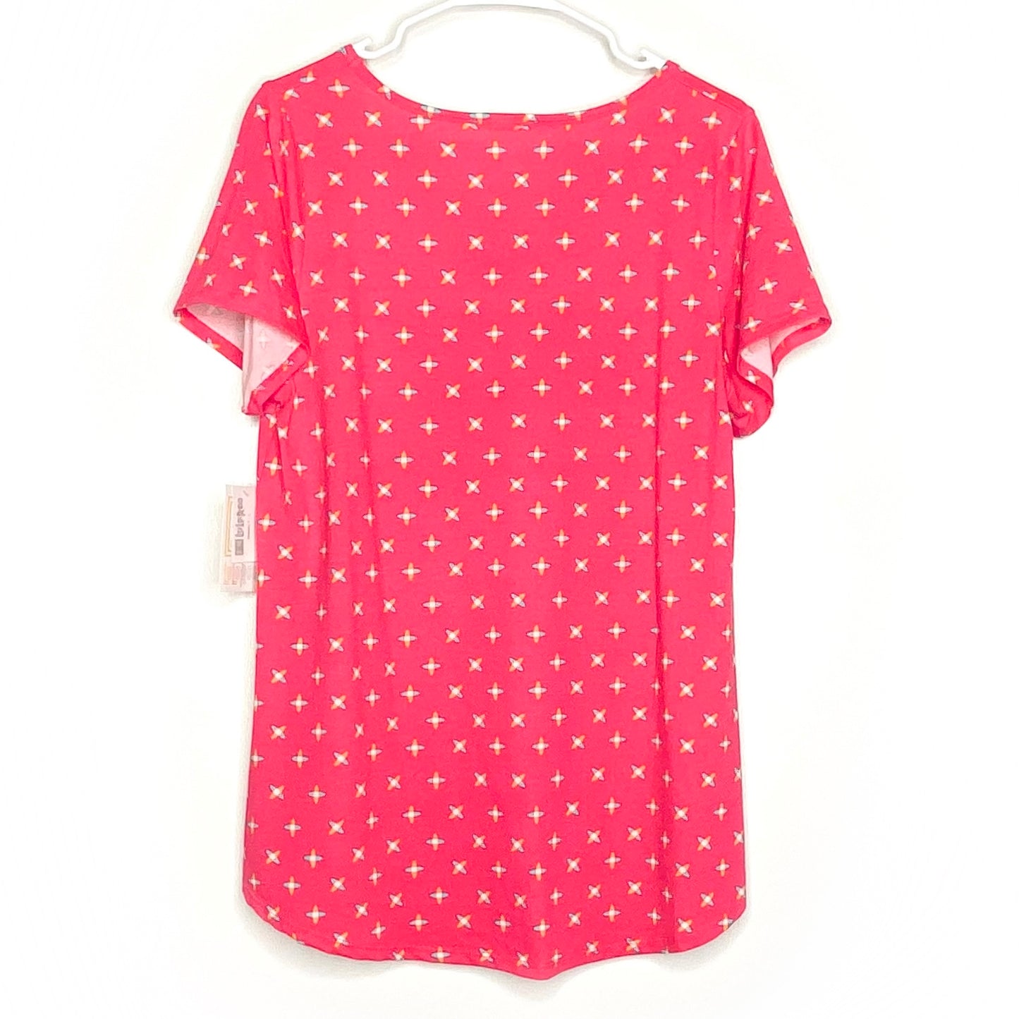 LuLaRoe Womens L Bright Pink 'Jacks' Pattern Classic T S/s Top | NWT