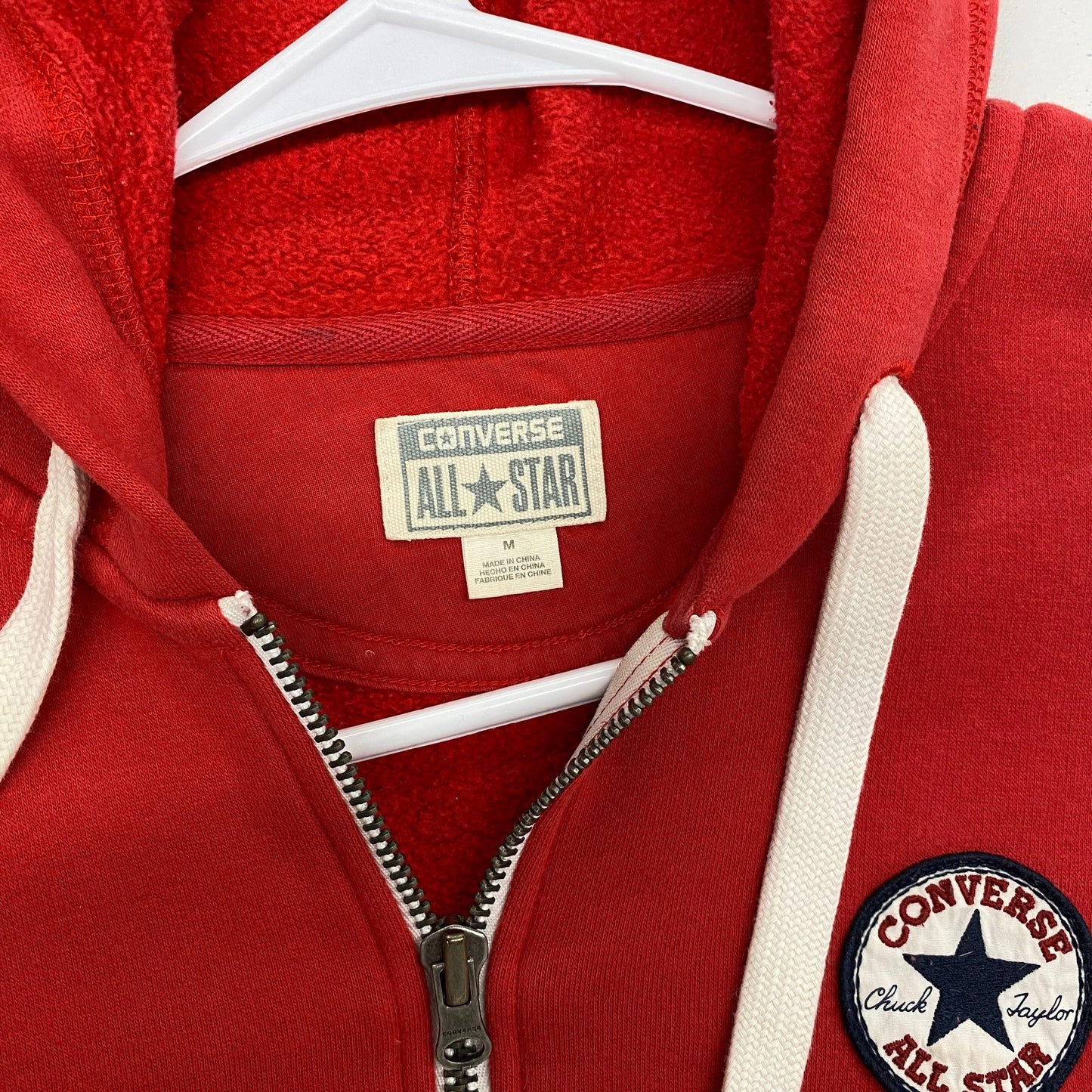 Converse All*Star Mens Size M Red Full Zip-Up Sweatshirt L/s