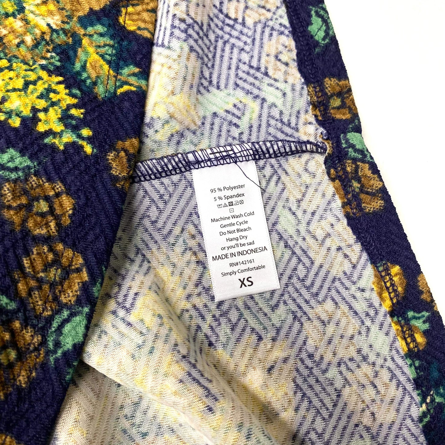 LuLaRoe Womens XS Amelia Navy Blue/Yellow Floral Dress S/s NWT
