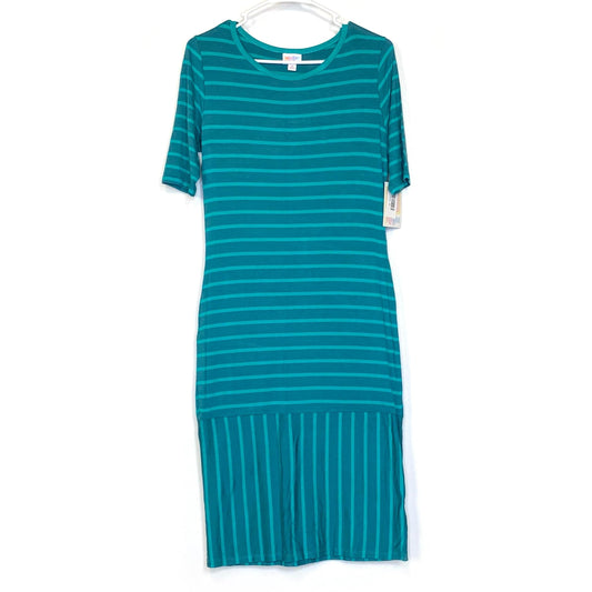 LuLaRoe Julia Bodycon Dress | M (8-10) | Green/Green | Striped | NWT