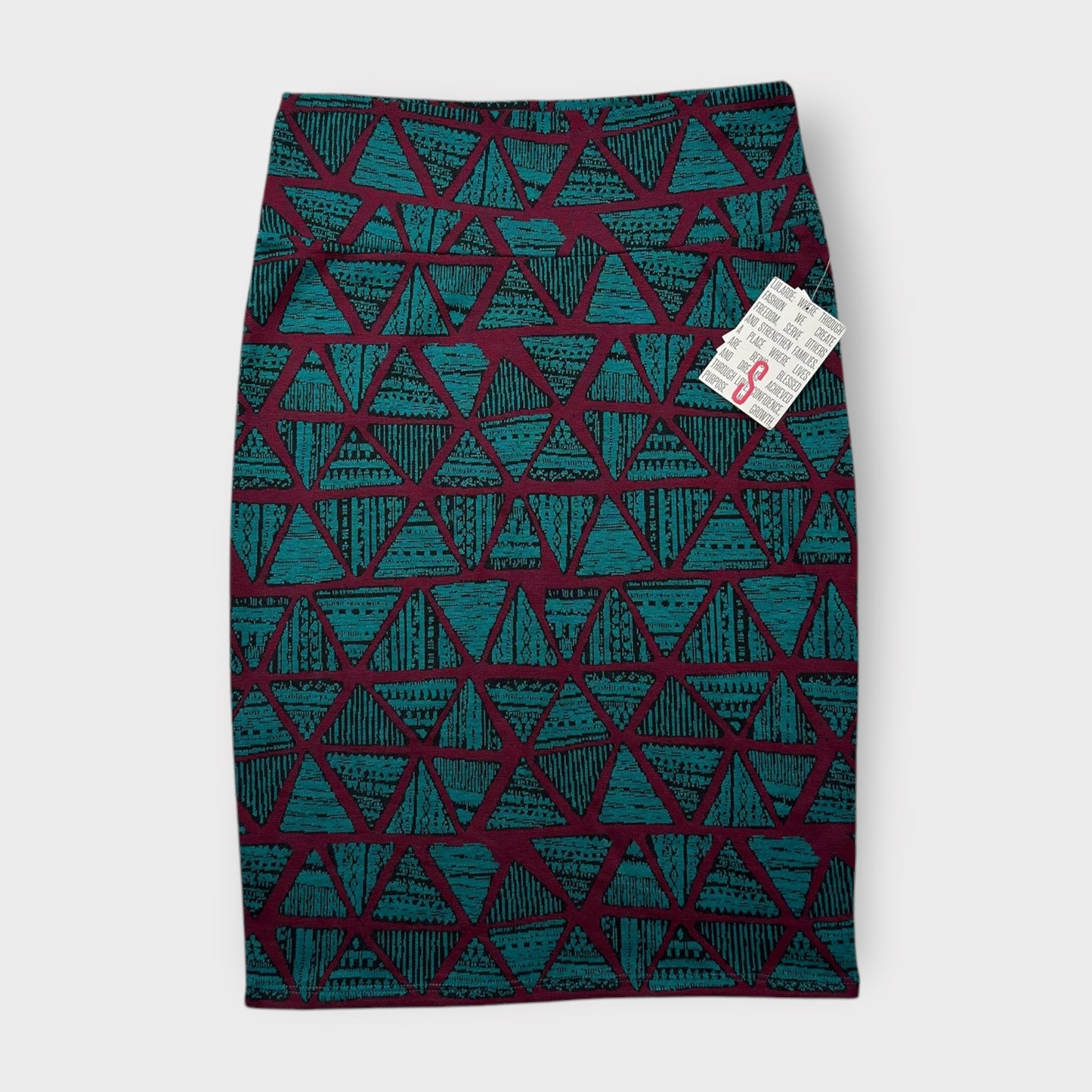 LuLaRoe Cassie Pencil Skirt - Purple & Green Triangles - Women's S (6-8) - NWT