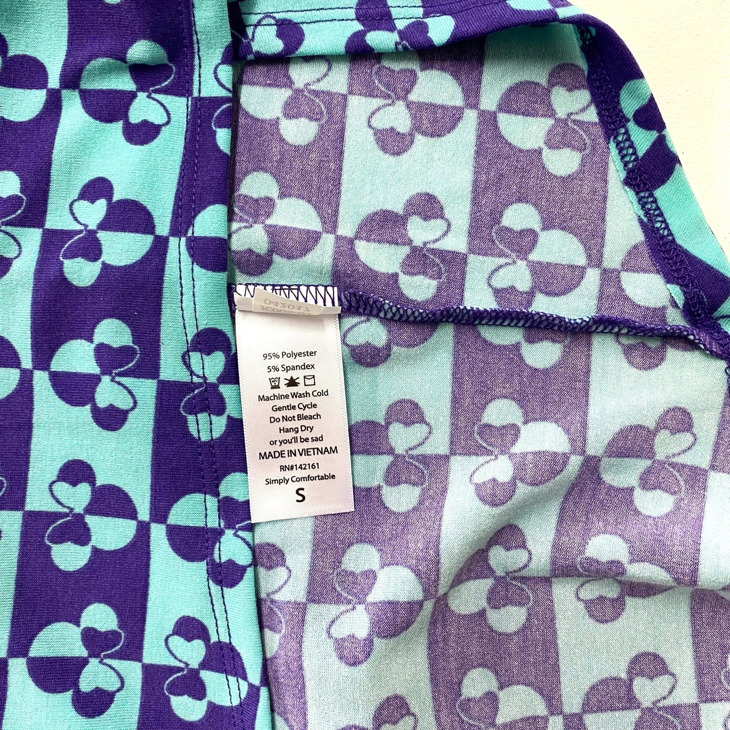 LuLaRoe Womens S Irma Teal Blue/Blue ’Minnie Mouse’ Geometric S/s Tunic Top NWT