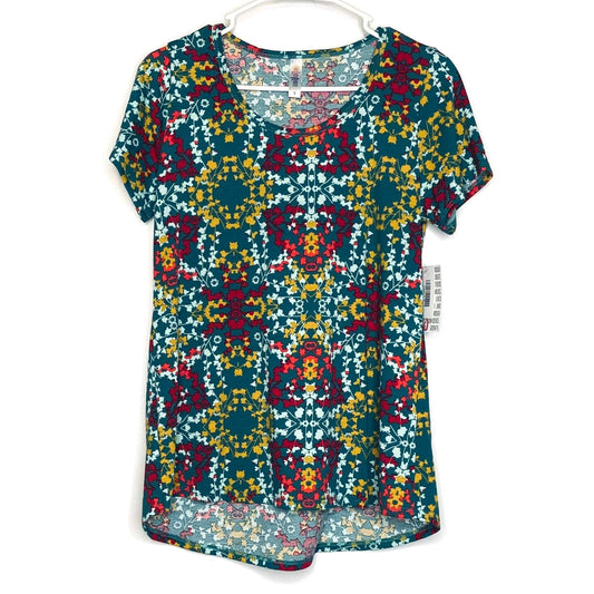 LuLaRoe Womens S Green/Red/Yellow Mandala/Floral Classic T Activewear Top S/s NWT