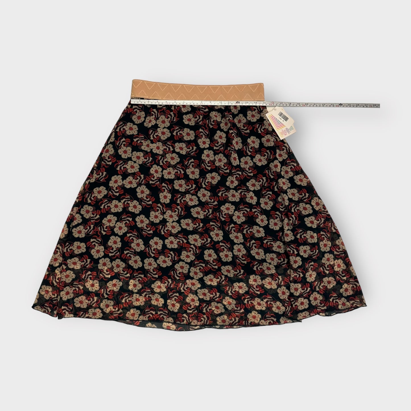 LuLaRoe Lined Lola Skirt | M | Buttermilk/Blue Floral | NWT