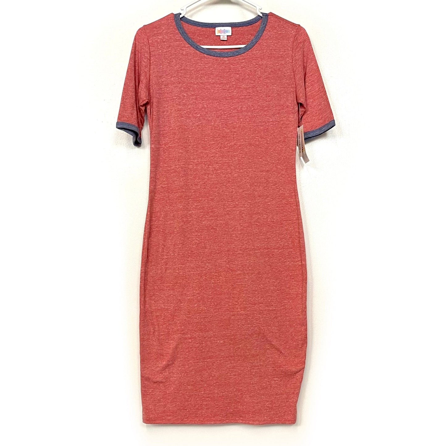 LuLaRoe Julia Bodycon Dress | XS (2-4) | Red/Blue | Ringer | NWT