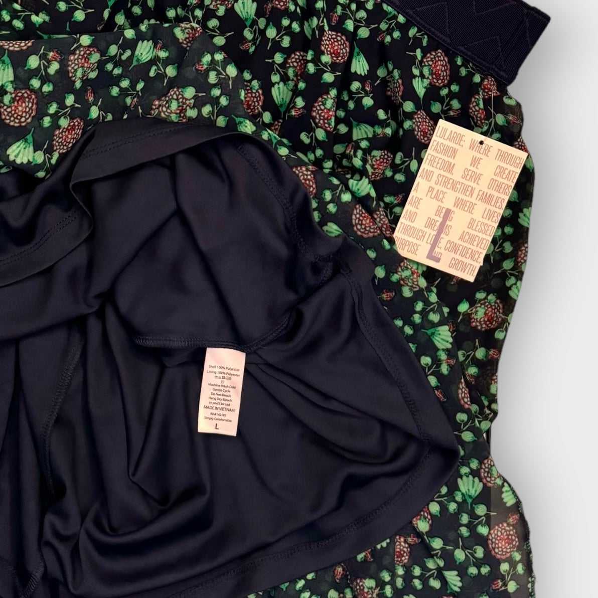 LuLaRoe Lined Lola Skirt | L | Blue/Green Floral | NWT