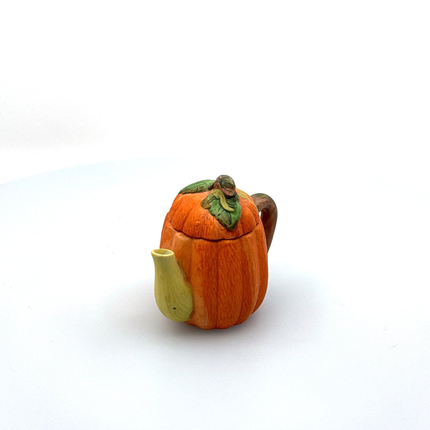 Handpainted | Miniature Pumpkin Teapot | Color: Orange | Pre-Owned/Vintage