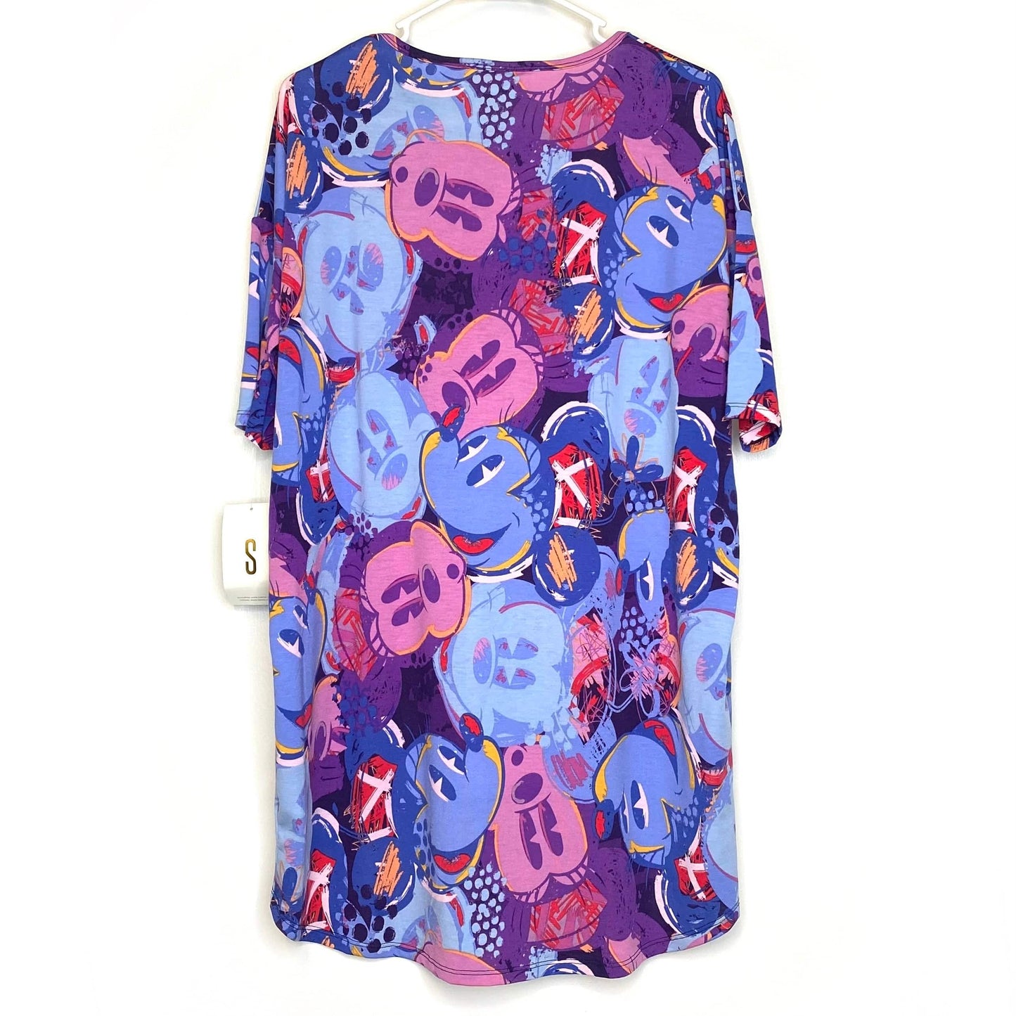 LuLaRoe Womens S Irma ’Mickey Mouse’ Blue/Red/Purple S/s Tunic Top NWT
