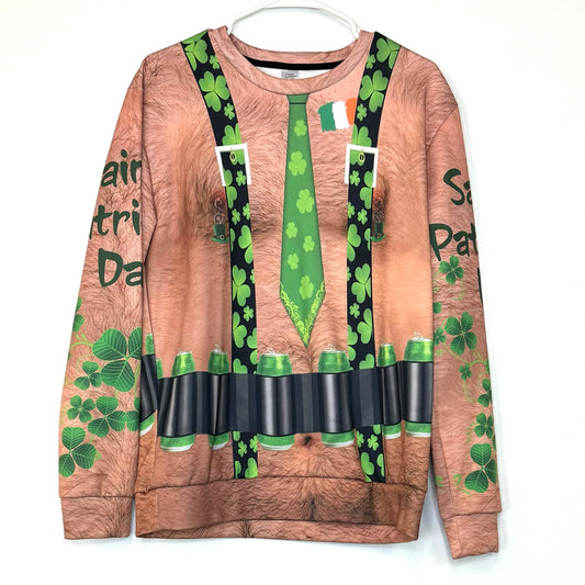 St. Patrick's Day Men's Novelty Pullover Sweatshirt - Size M - Multicolor