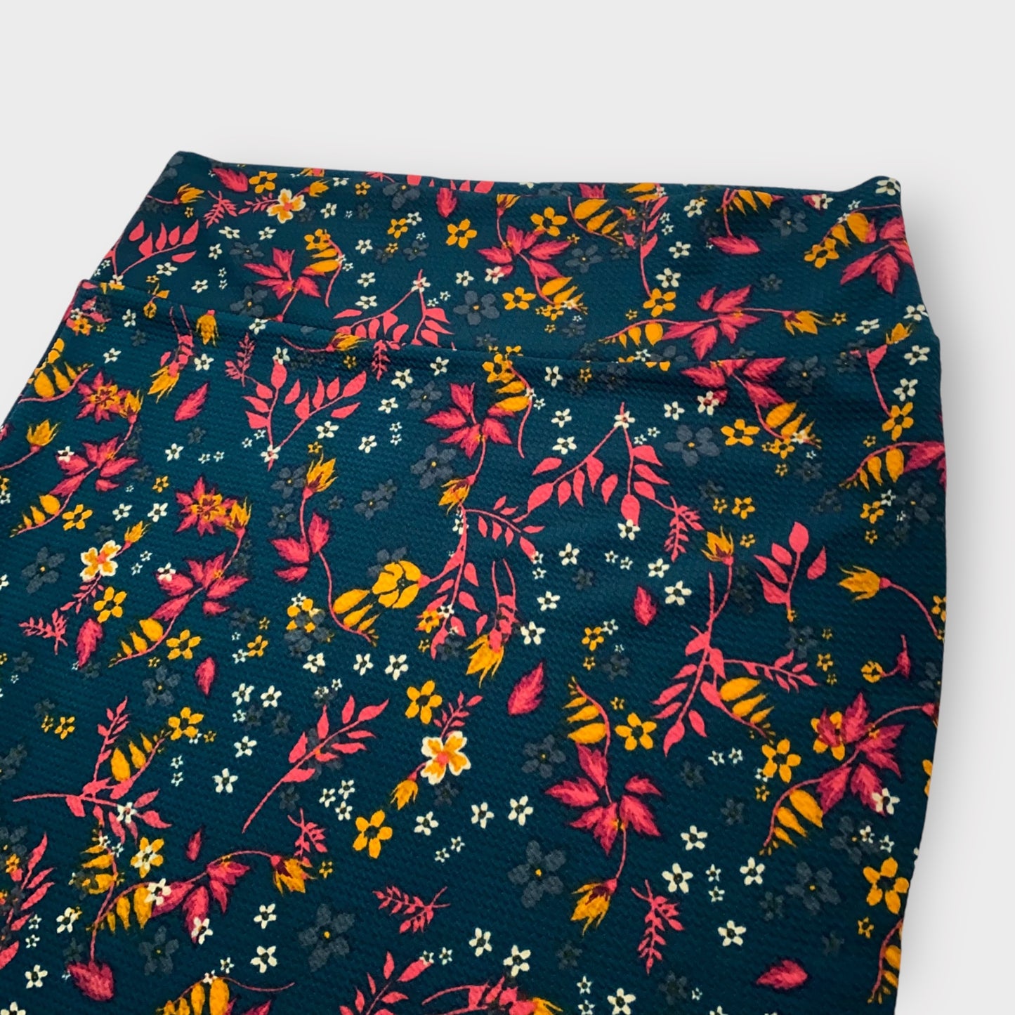 LuLaRoe Cassie Pencil Skirt - Teal Floral Vine - Women's XL (16-18) - NWT