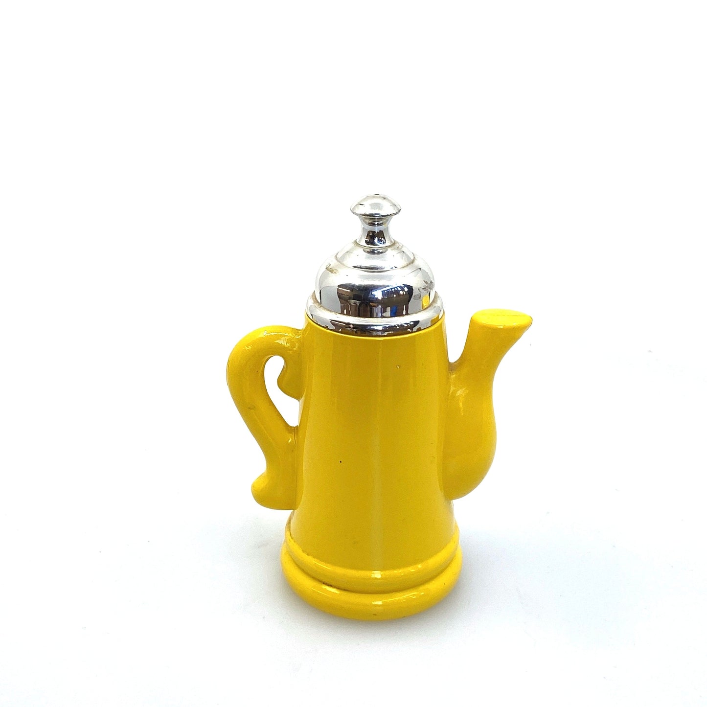 Vintage 1970s Avon Boho Yellow Glass Coffee Klatch/Pot Floral Mini Bottle Pre-Owned