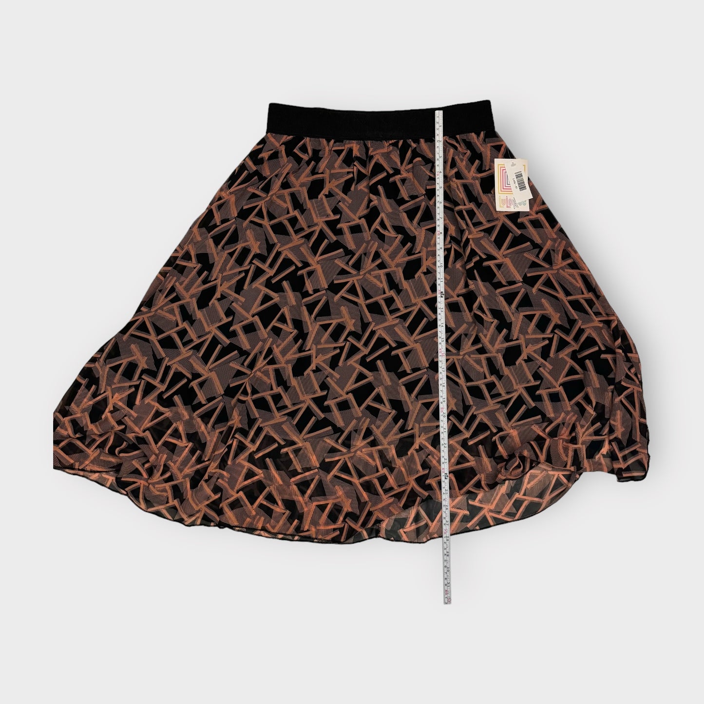 LuLaRoe Lined Lola Skirt | M | Gold/Black Geometric | NWT