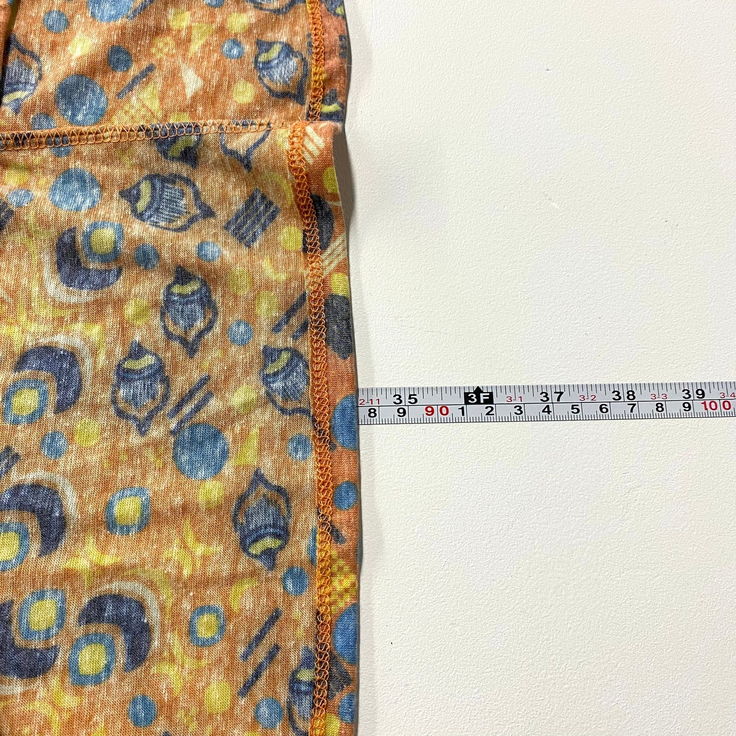 LuLaRoe Womens XL Irma Orange/Yellow/Blue Retro Pattern S/s Tunic Top NWT
