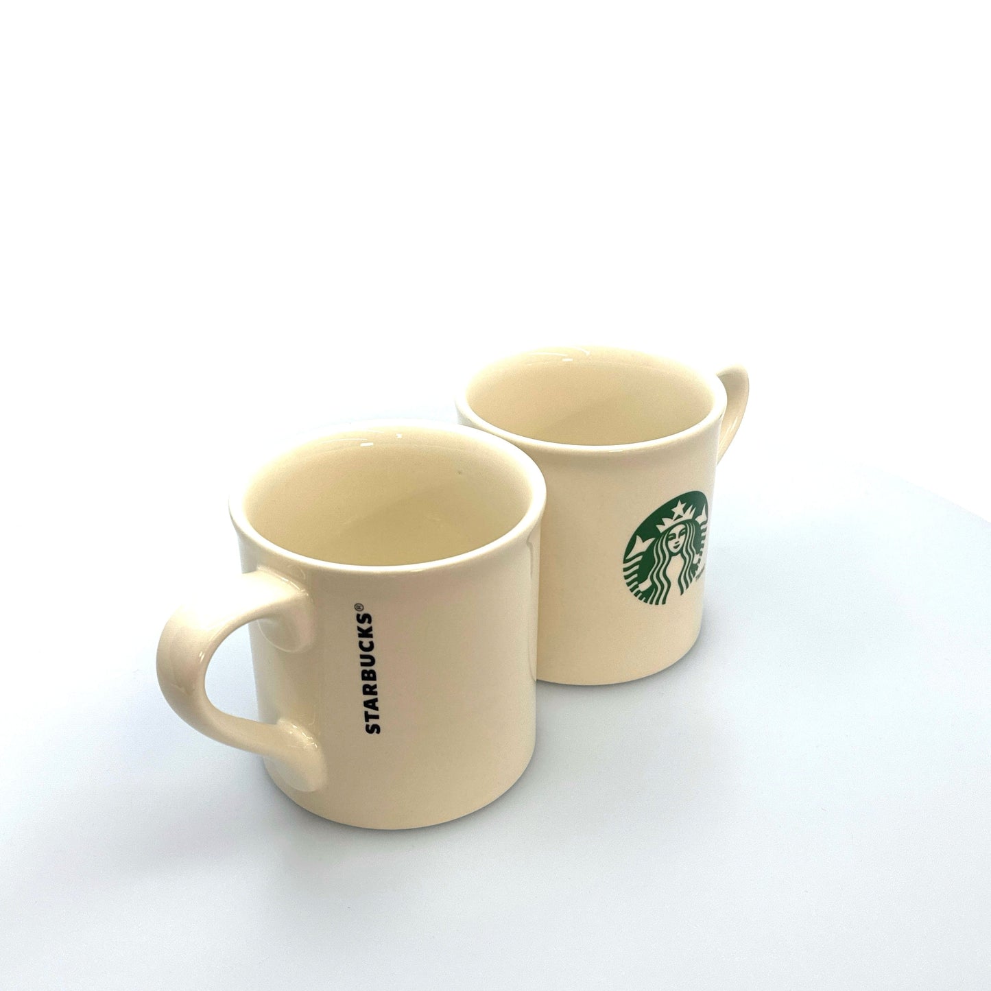 Set of 2 Starbucks Classic Green Mermaid Logo Porcelain 16oz, Pre-Owned