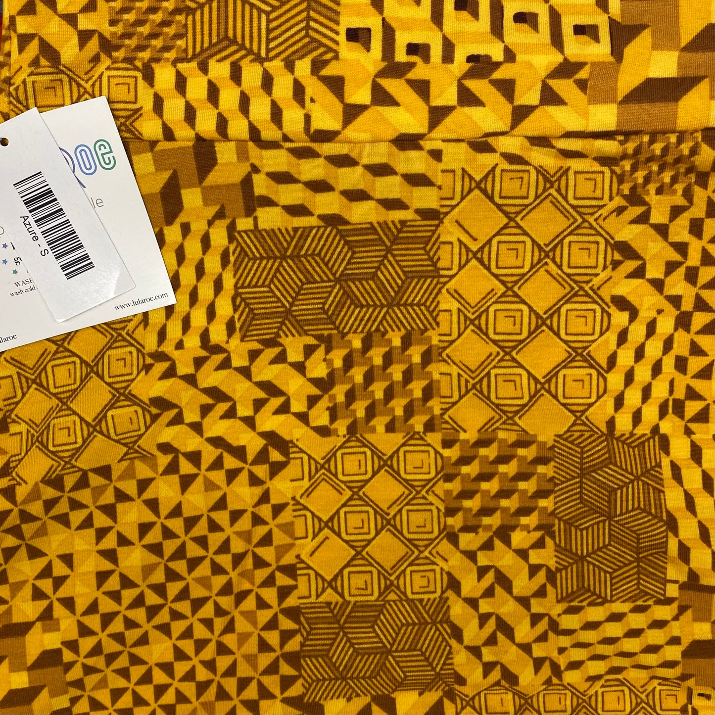 LuLaRoe Azure Skirt | S (2-4) | Yellow/Brown | Geometric/Tribal | NWT