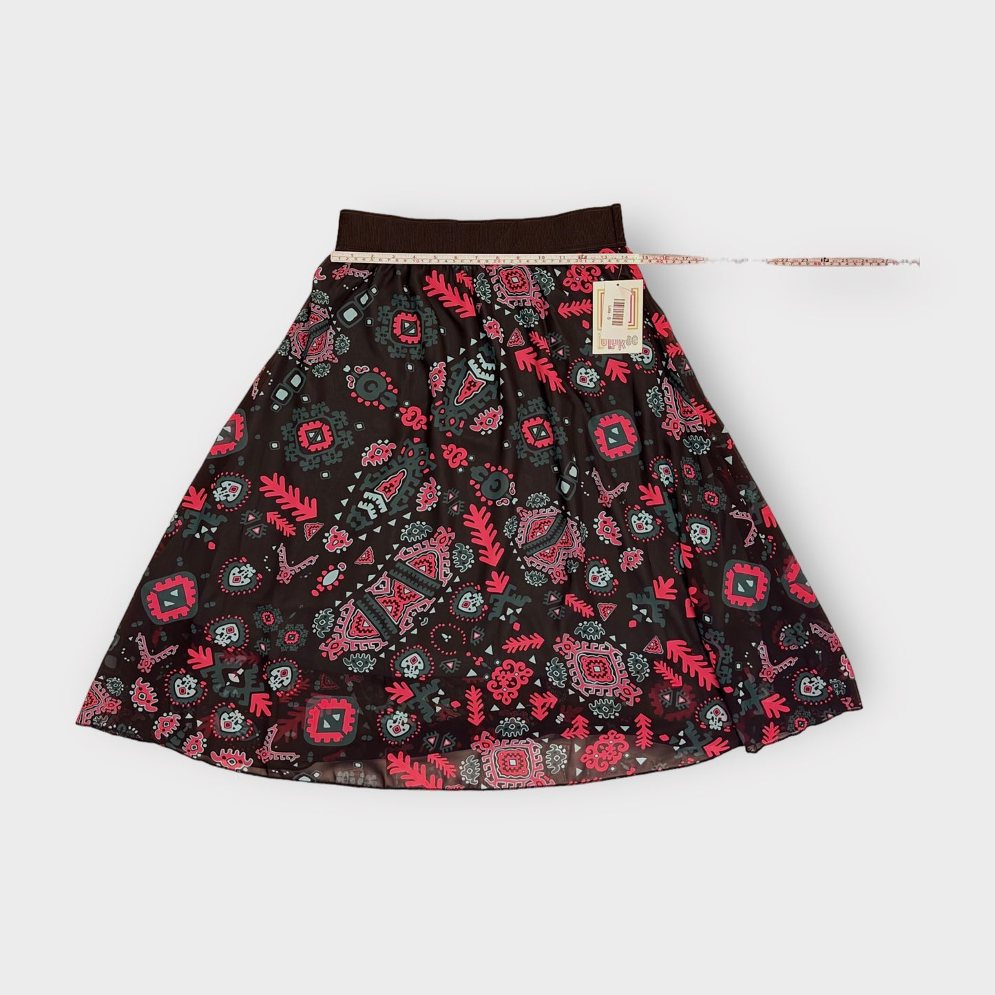 LuLaRoe Lined Lola Skirt | S | Red/Black Tribal | NWT
