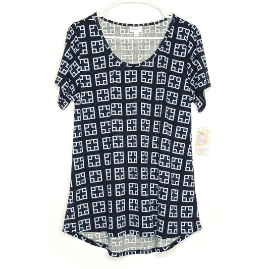 LuLaRoe Womens L Black/Blue/White 'Game Controller' Classic T S/s Top | NWT