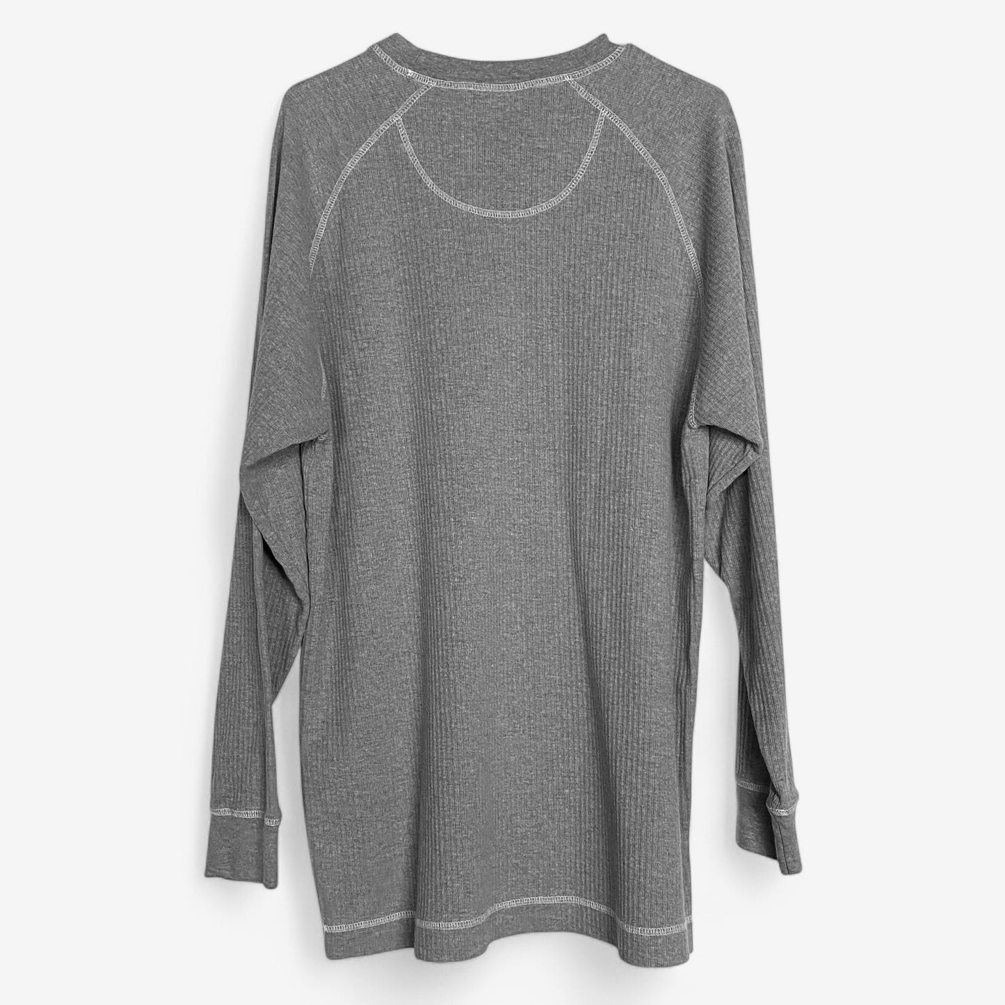 RedHead Men's Ribbed Long-Sleeve T-Shirt - Size L - Gray - Cotton - Crew Neck - EUC