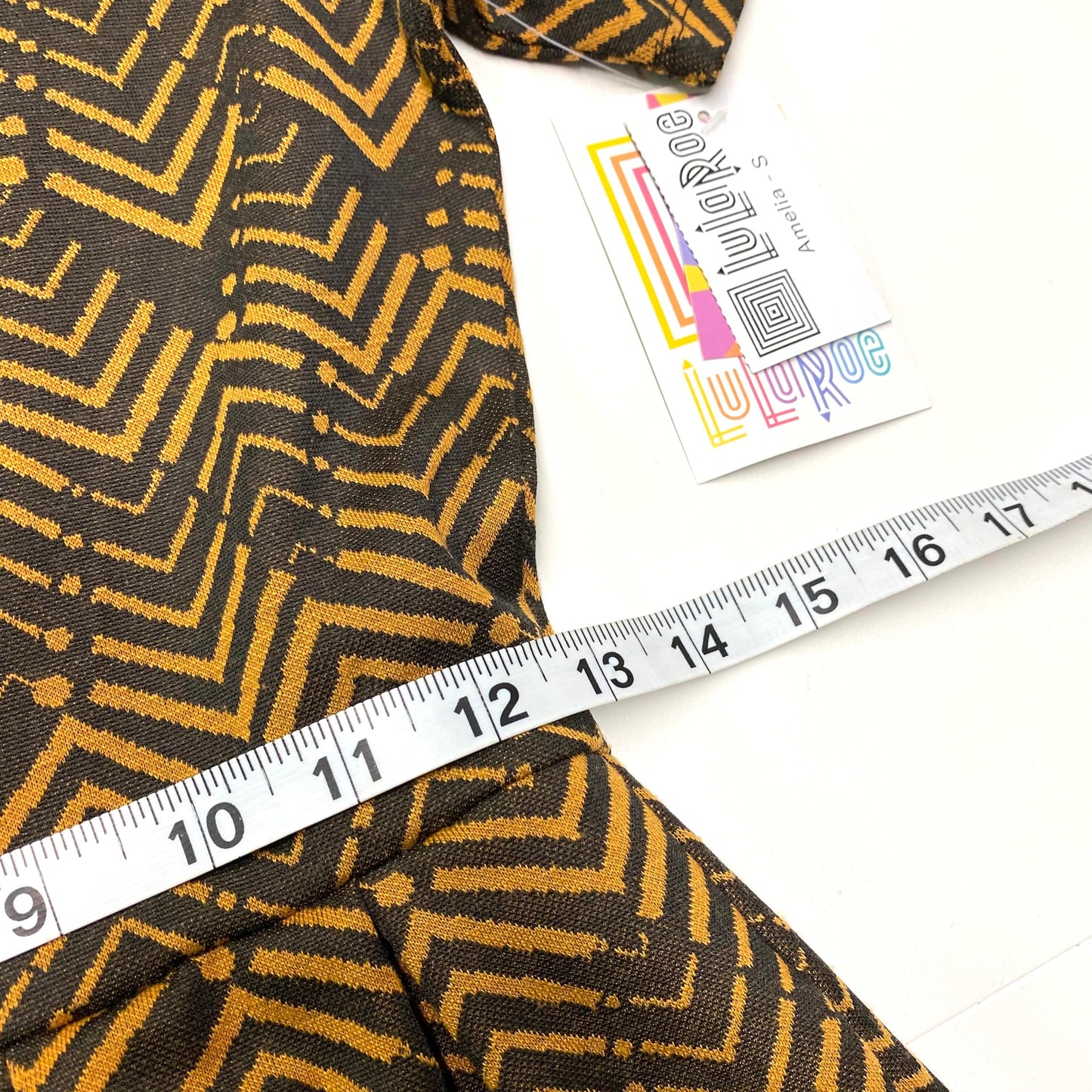 LuLaRoe Womens S Amelia Brown/Orange Chevron Pattern Dress S/s NWT