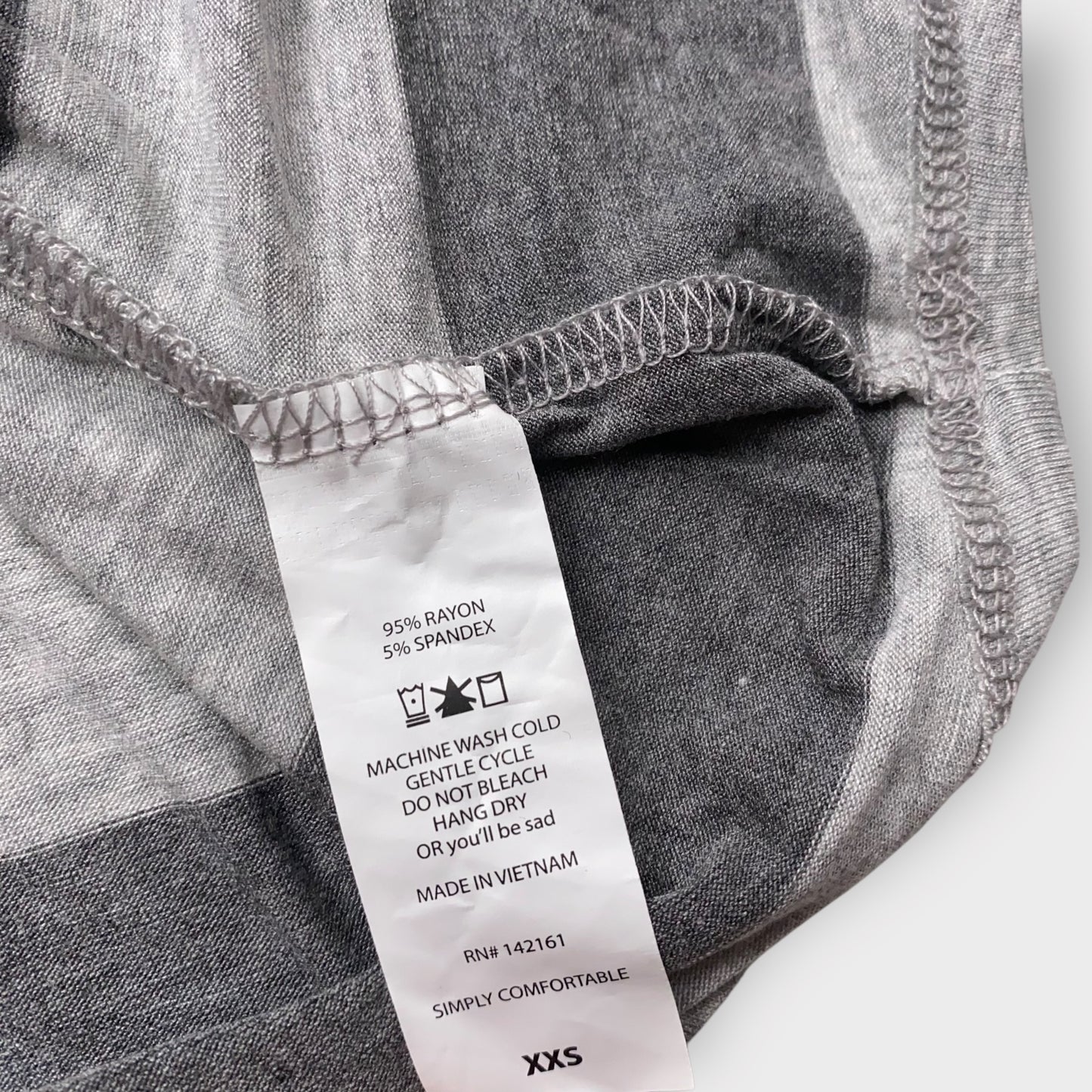 LuLaRoe Randy Tee XXS (00) - Gray and GRAY Striped Raglan - Soft Stretch Rayon Spandex Blend