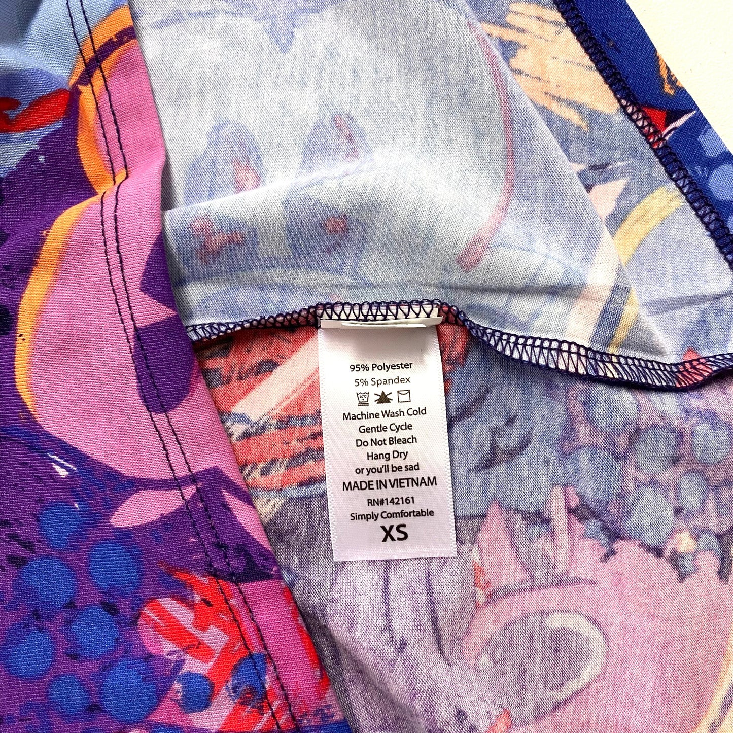 LuLaRoe Womens XS Irma ’Mickey Mouse’ Blue/Red/Purple S/s Tunic Top NWT