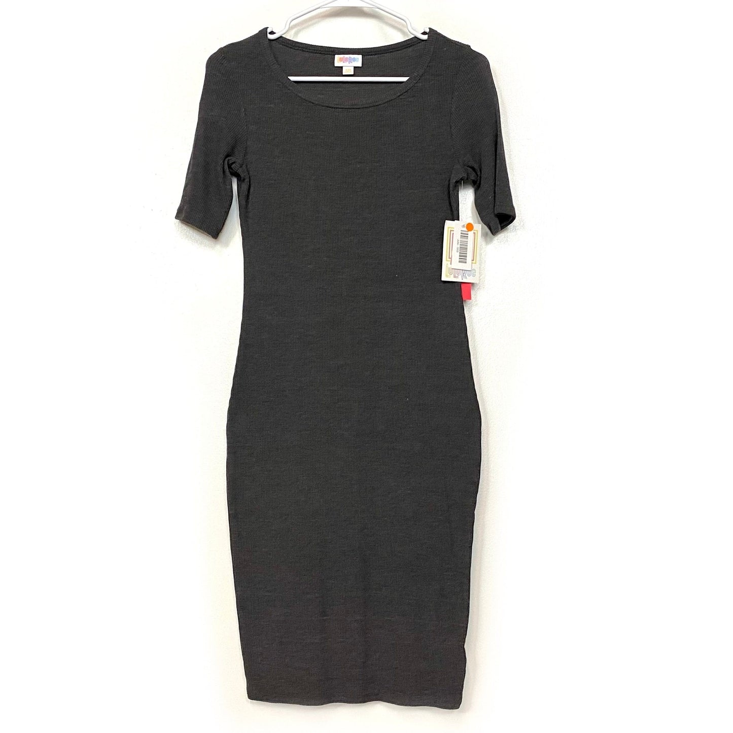 LuLaRoe Julia Bodycon Dress | XXS (00-0) | Charcoal Gray | Ribbed | NWT